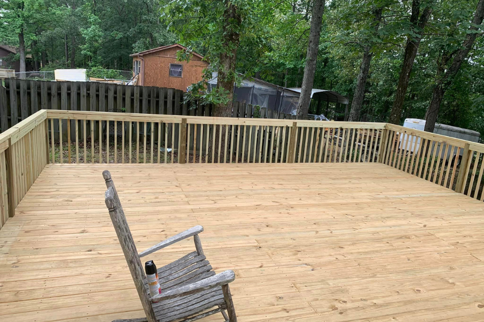 Wide-angle view of the completed deck